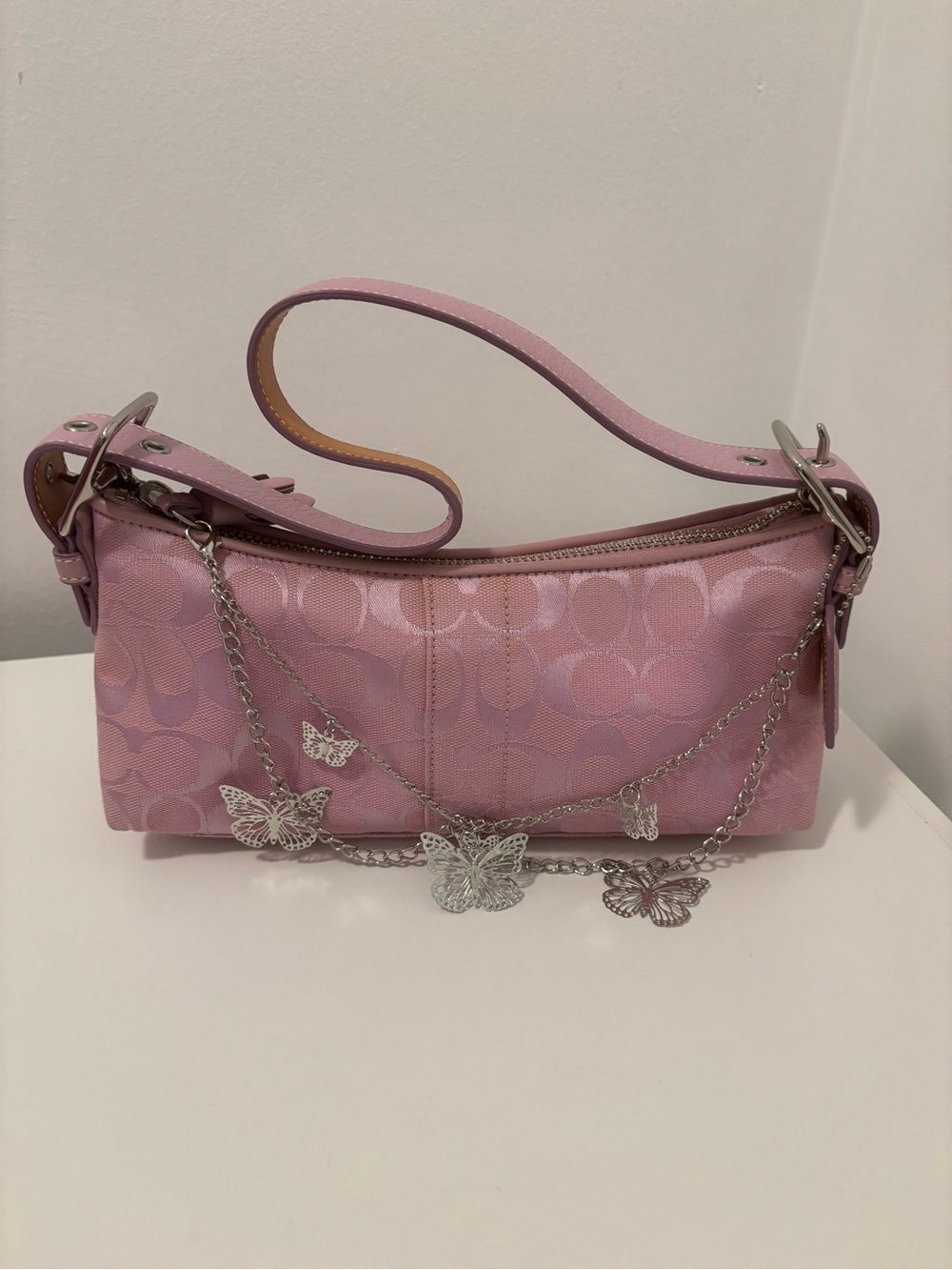 Vintage Coach Pink Signature baguette